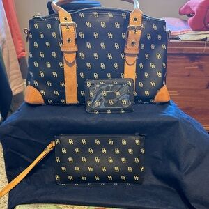 Dooney & Bourke Black and Brown Monogram Set